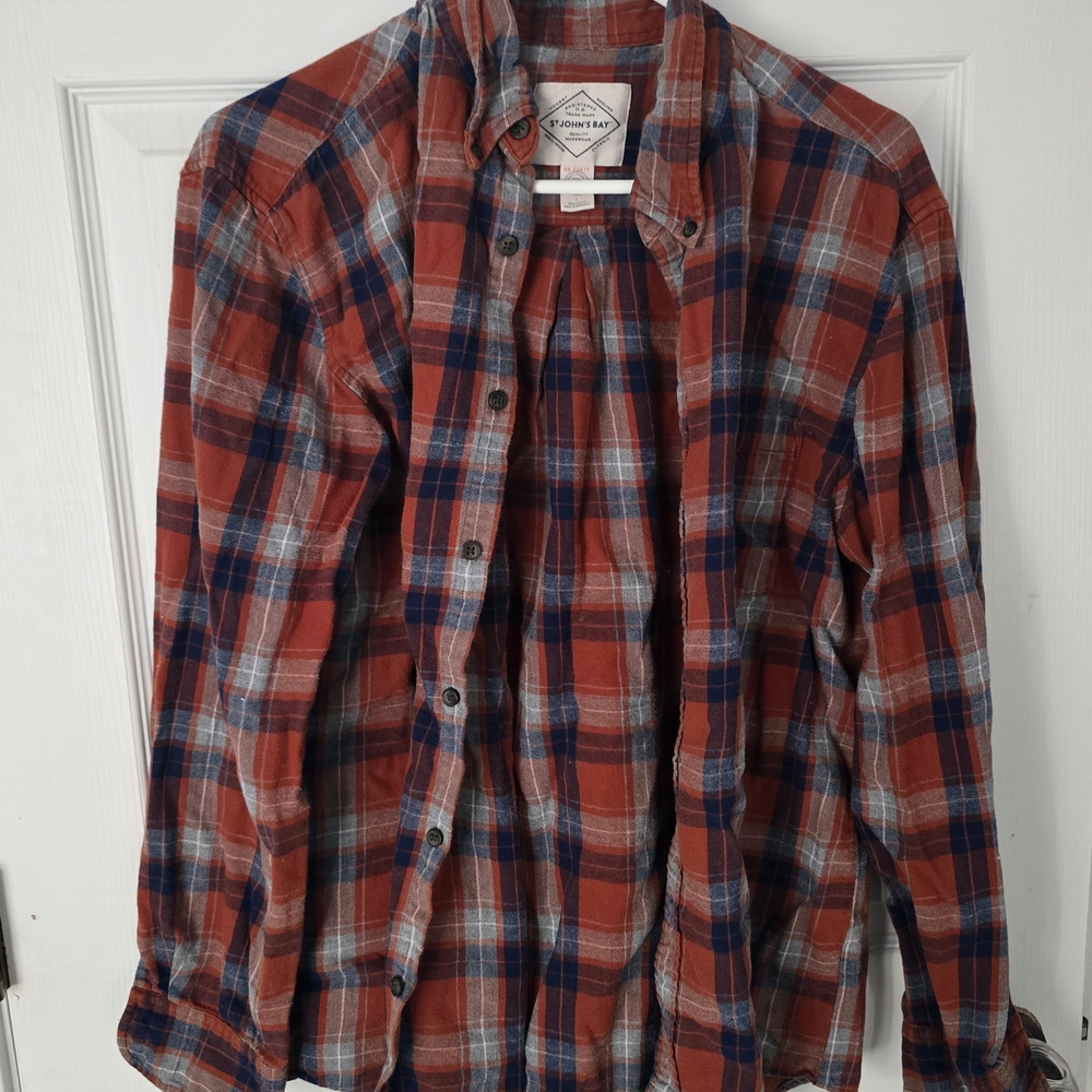 Men's Red and Blue Plaid Shirt